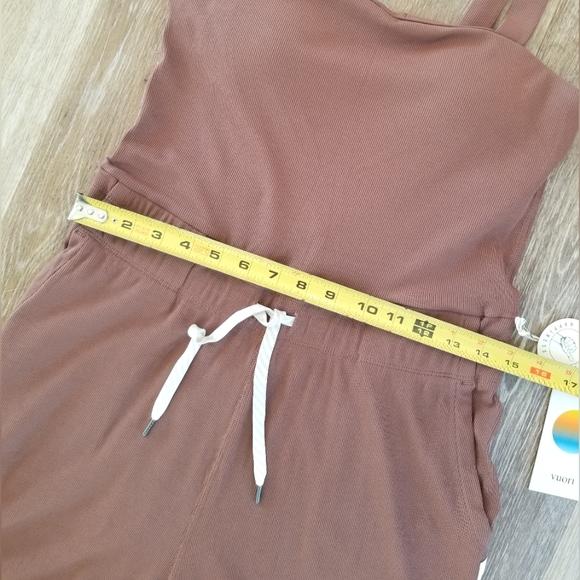 Vuori Mudra Jumpsuit Women's Ribbed Drawstring Pockets Athleisure Hazelnut - Picture 7 of 13
